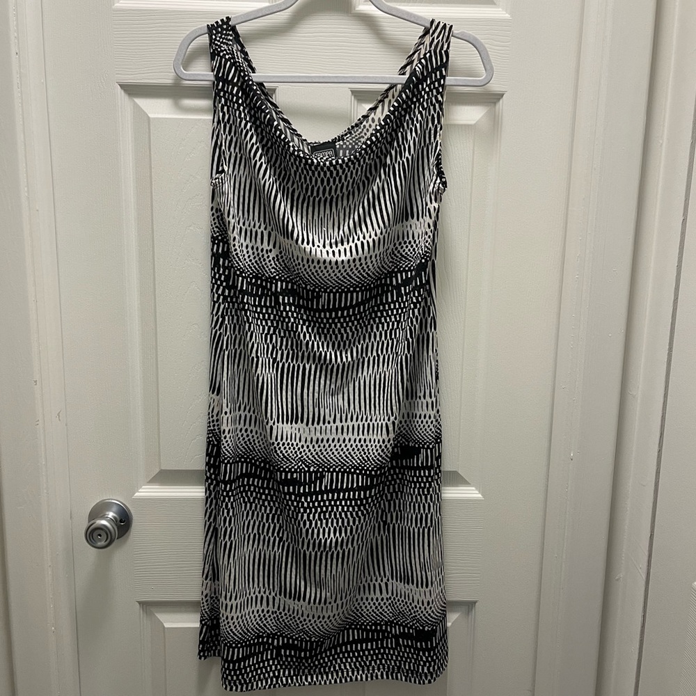 Tampa Clear Sequin Patterned Dress with Cowl Neck